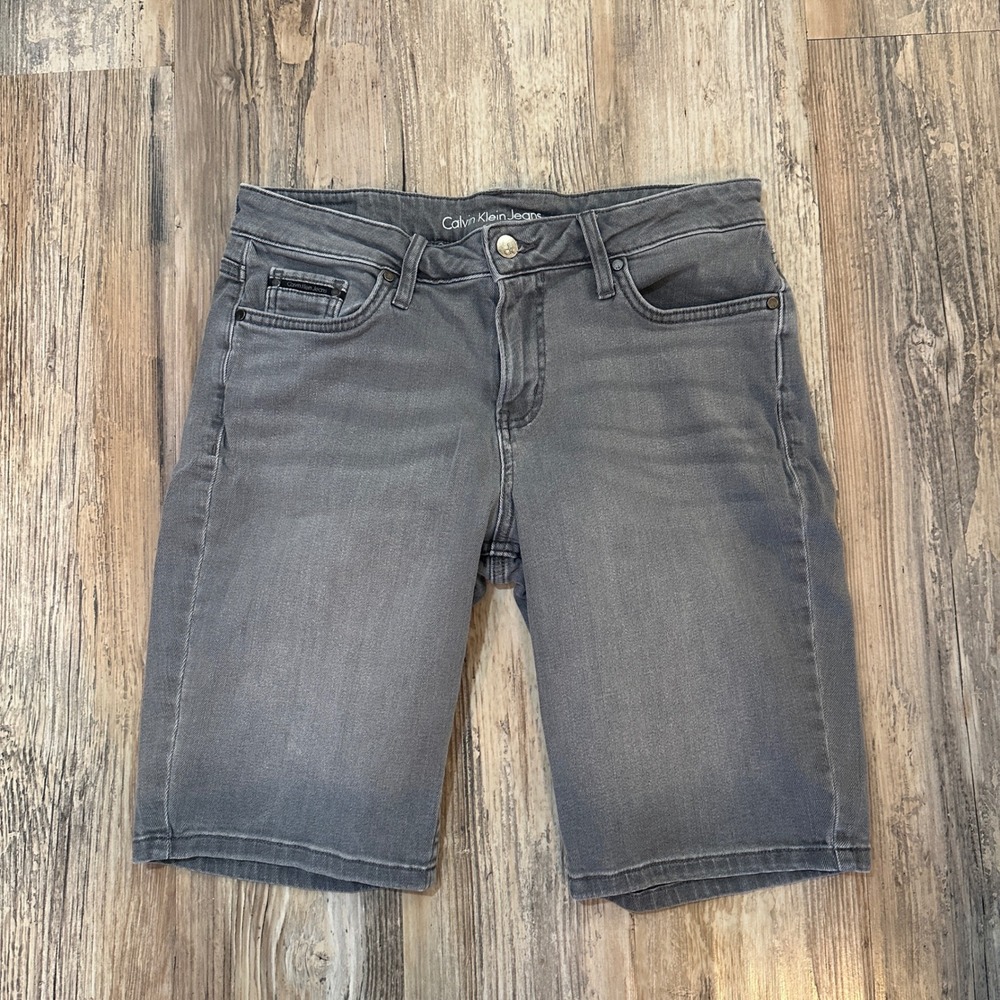 Calvin Klein Jeans Women Gray City Short Denim Bermuda Shorts Size 6 Stretch
